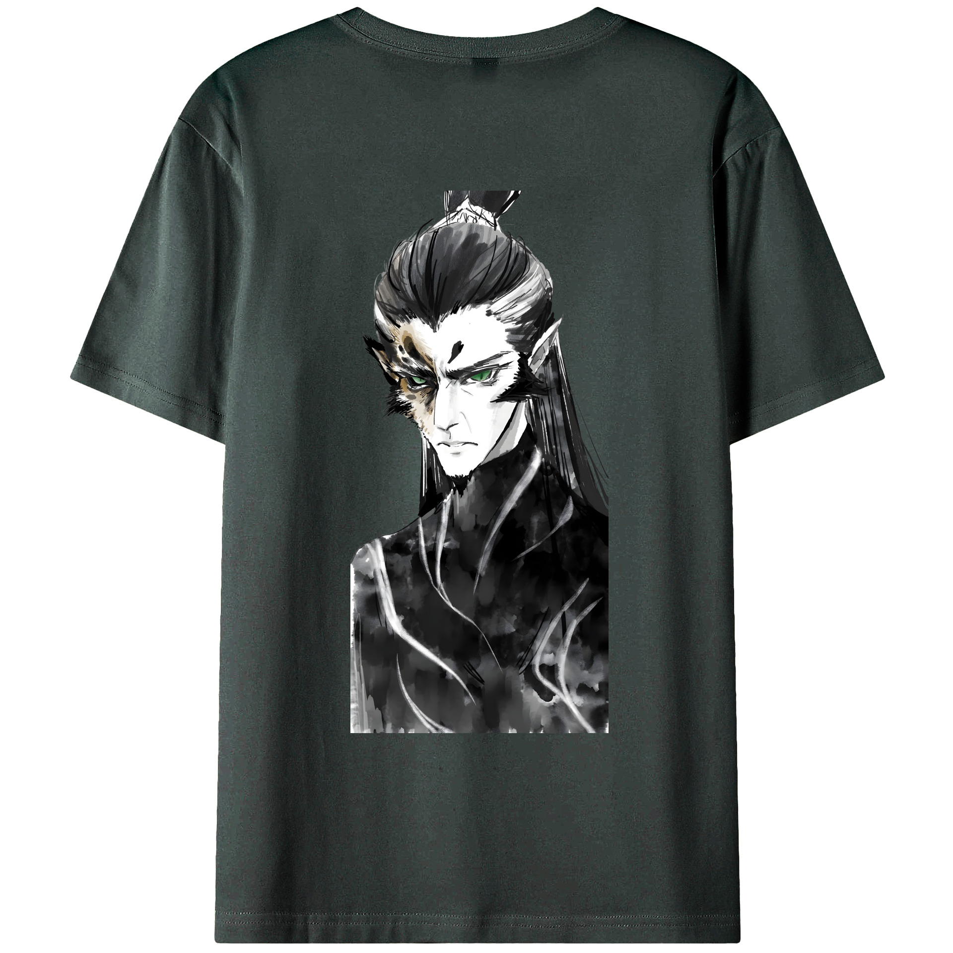 （画像用） Ne Zha 2 ナタ 魔童の大暴れ 綿100％ メンズ半袖Tシャツ（バックプリント） 通気性